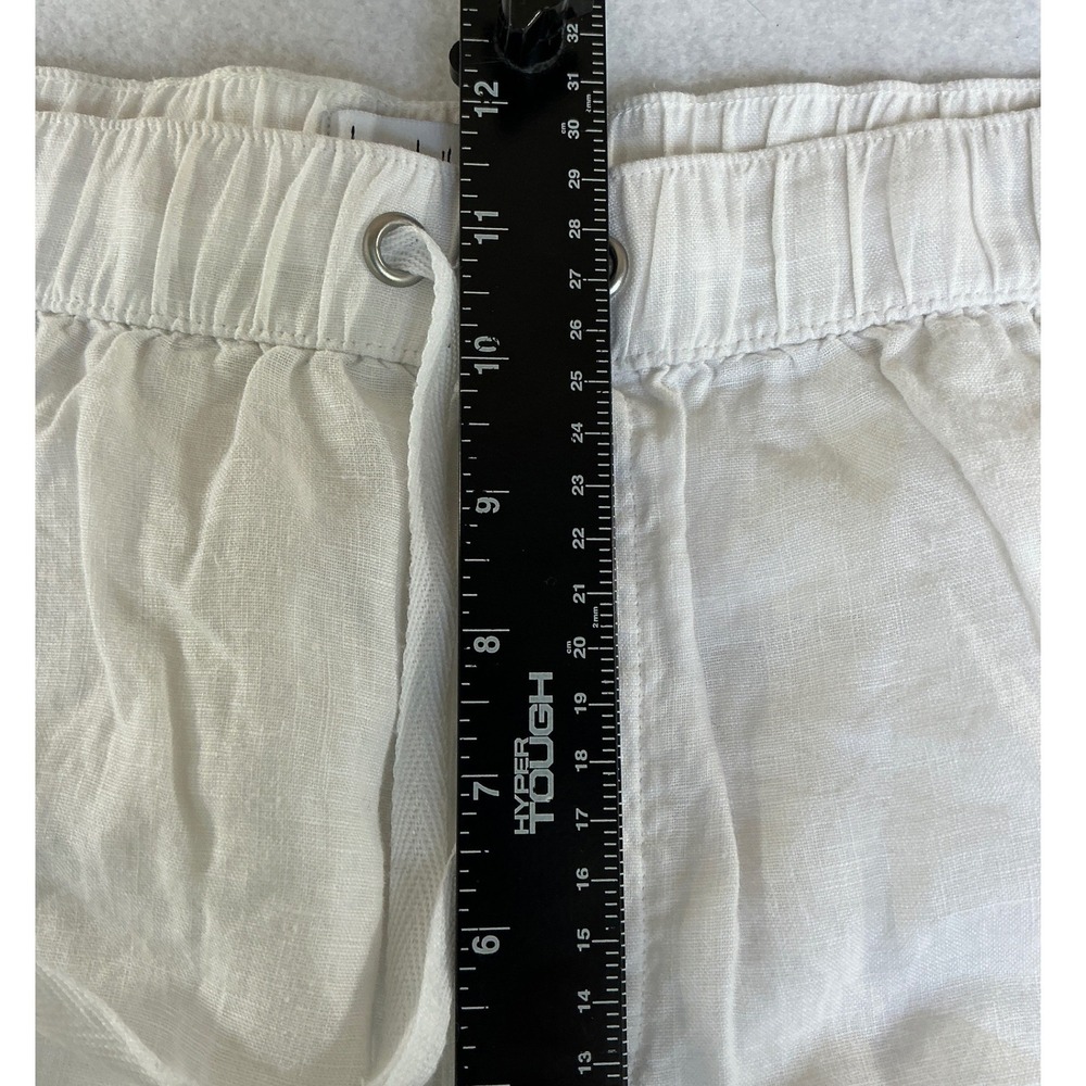 Nicole Miller Cargo Jogger Pants Womens Large White 100% Linen Elastic Waist - Picture 6 of 7